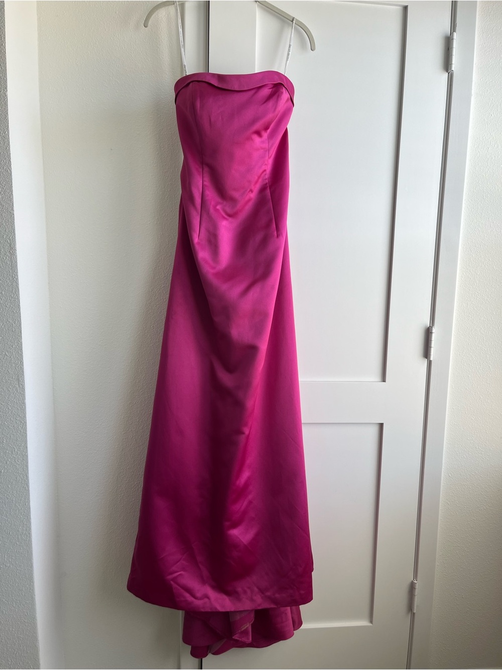 Strapless Fuschia Satin Gown